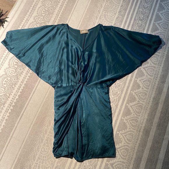 Amour Vert Teal Silk Dress - Picture 3 of 10